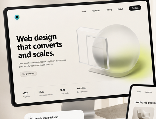 Mockup de sitio web diseñado por Repolite